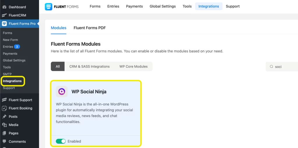 WP Social Ninja module