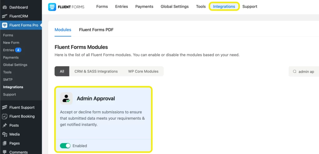 Admin Approval module