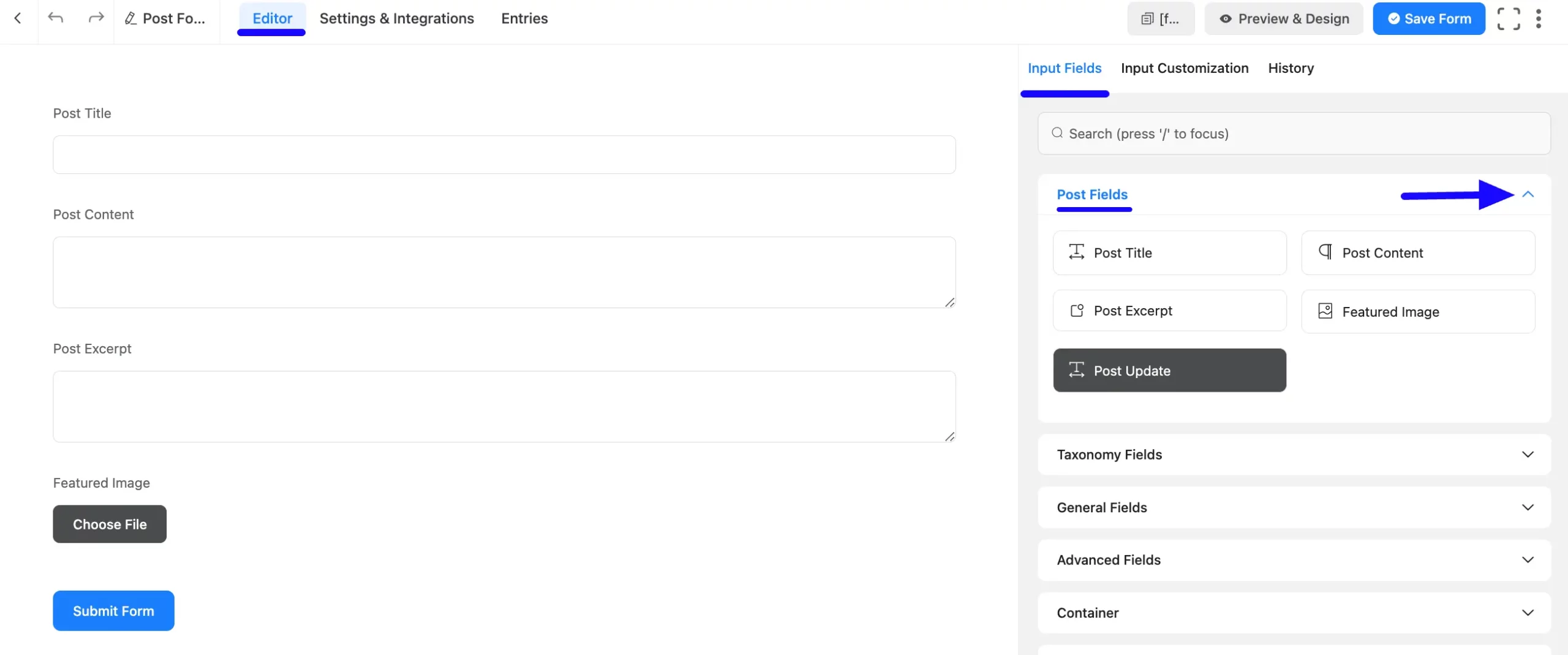 2. Add Post Update field scaled 49540
