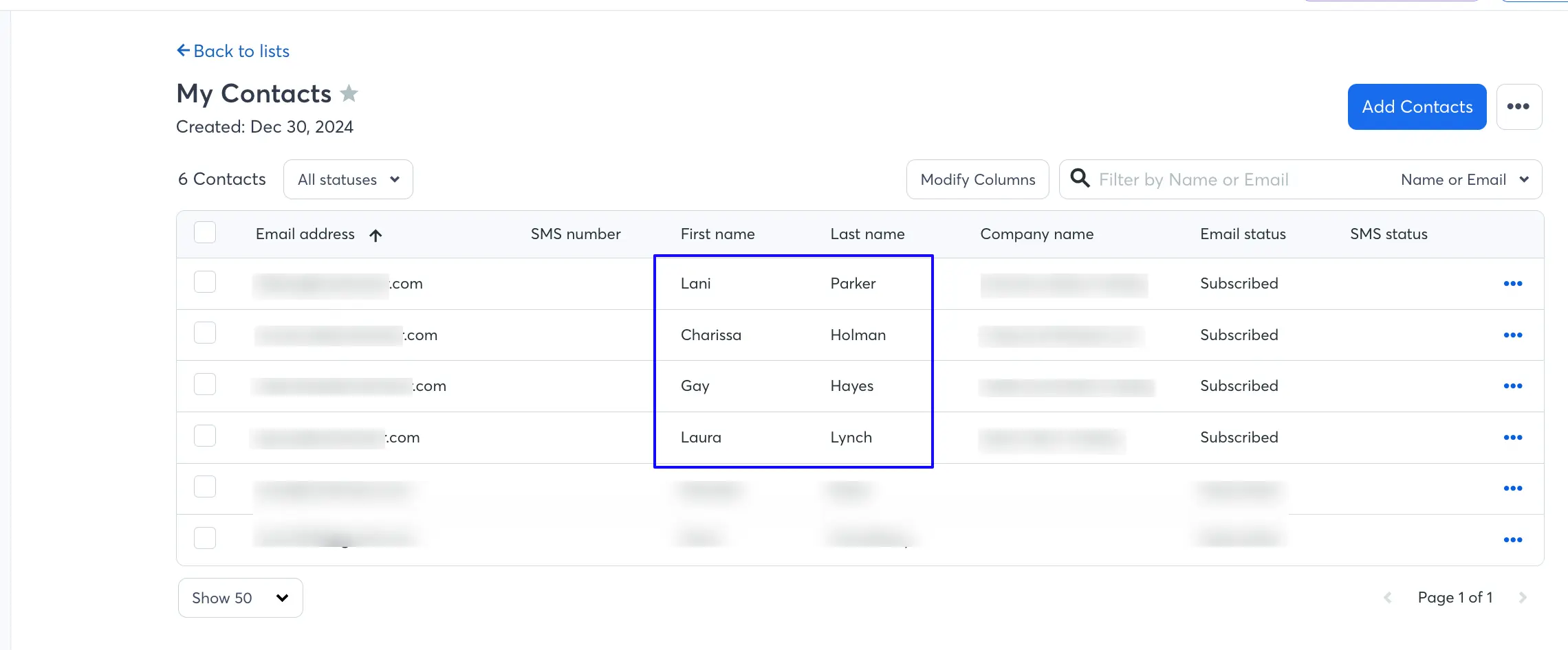 21. Preview of Contact List 48844
