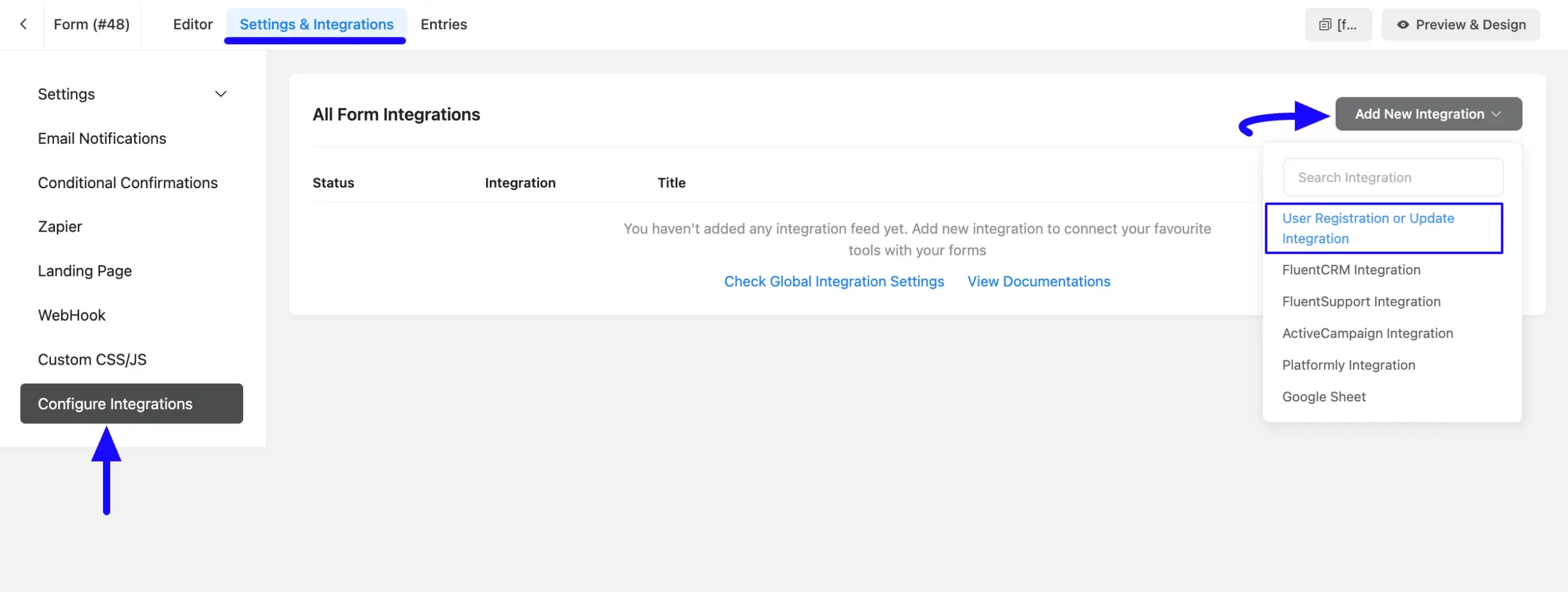 5. Add New Integration dropdown scaled 50039