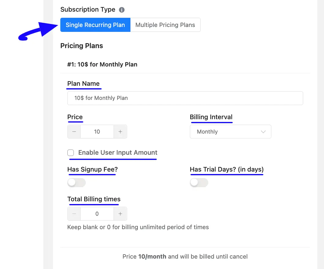 5. Single recurring plan 48578