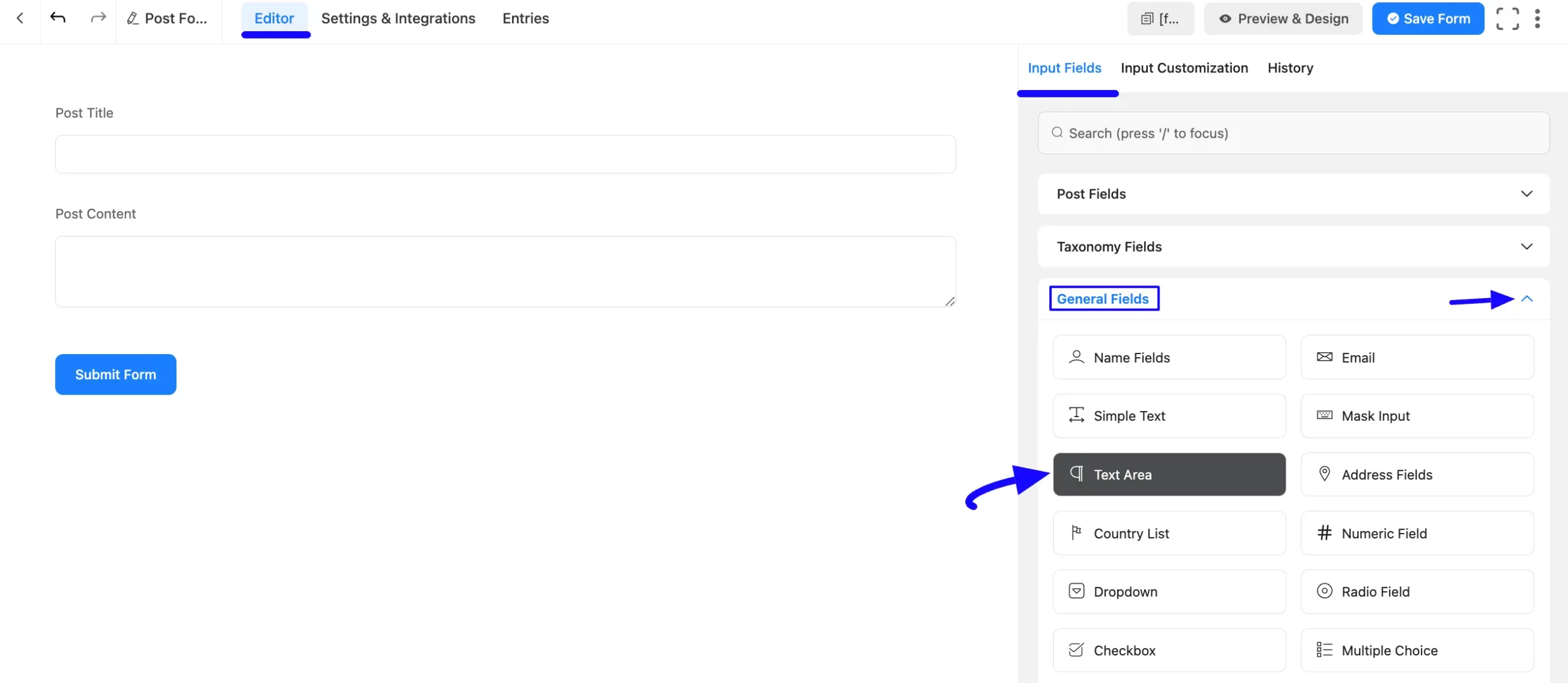 8. Add Text Area field in a Post Form scaled 49658