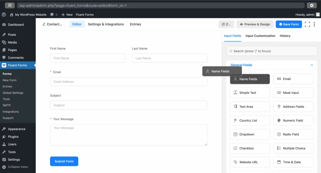 best WordPress form plugin Fluent Forms Live Preview