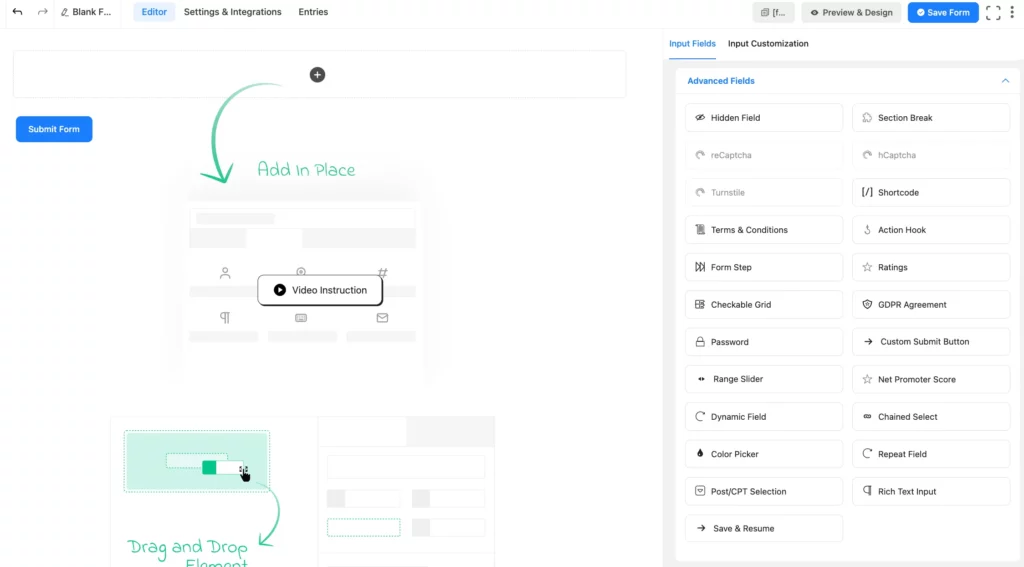 Advanced Input Fields: Fluent Forms