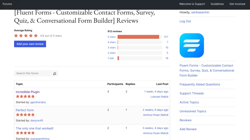 best WordPress form plugin reviews & star rating