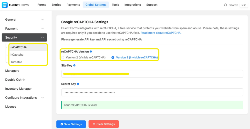 Google reCaptcha for contact forms