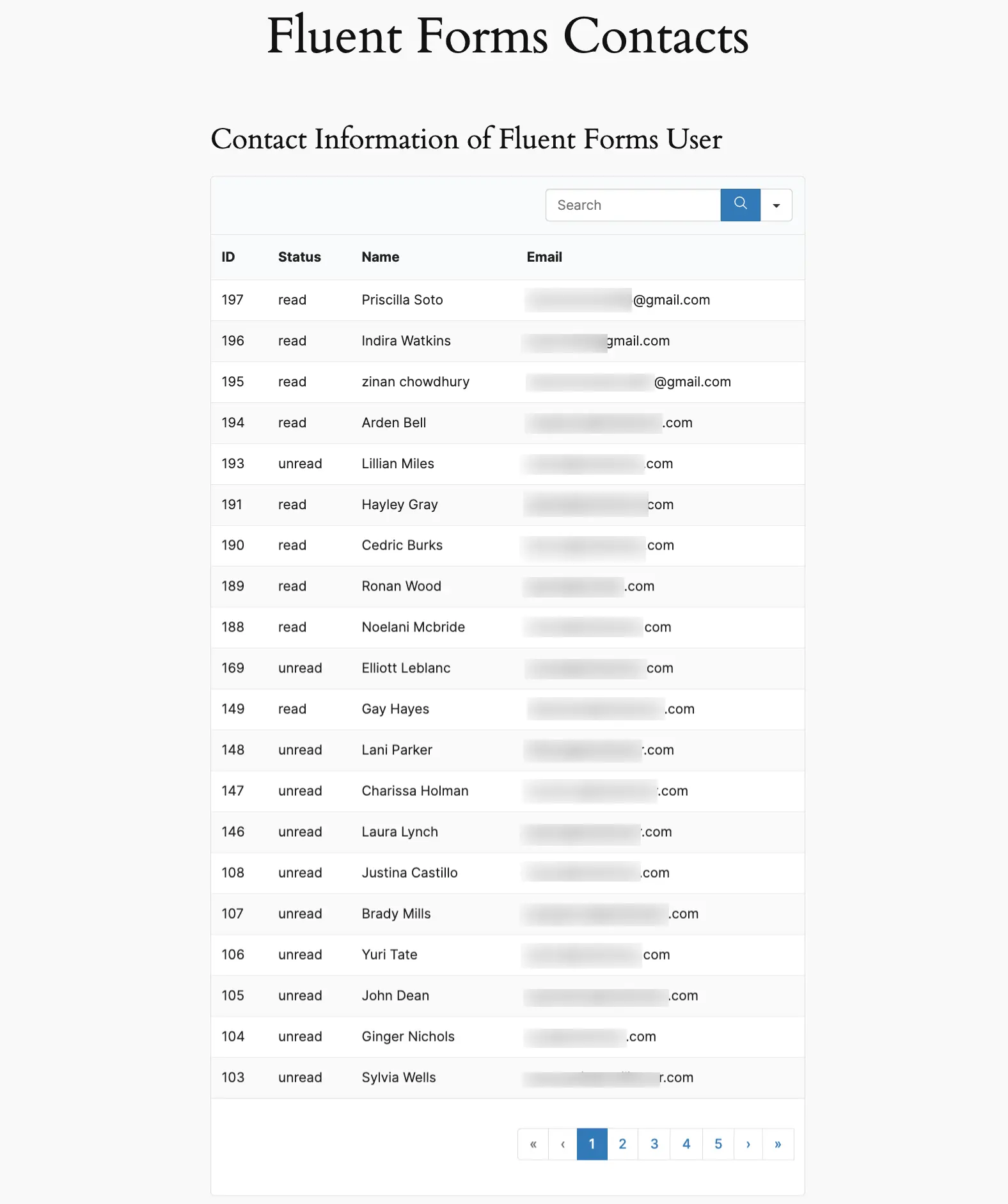 12. preview of Form Entries in a Page using Ninja Table 50722