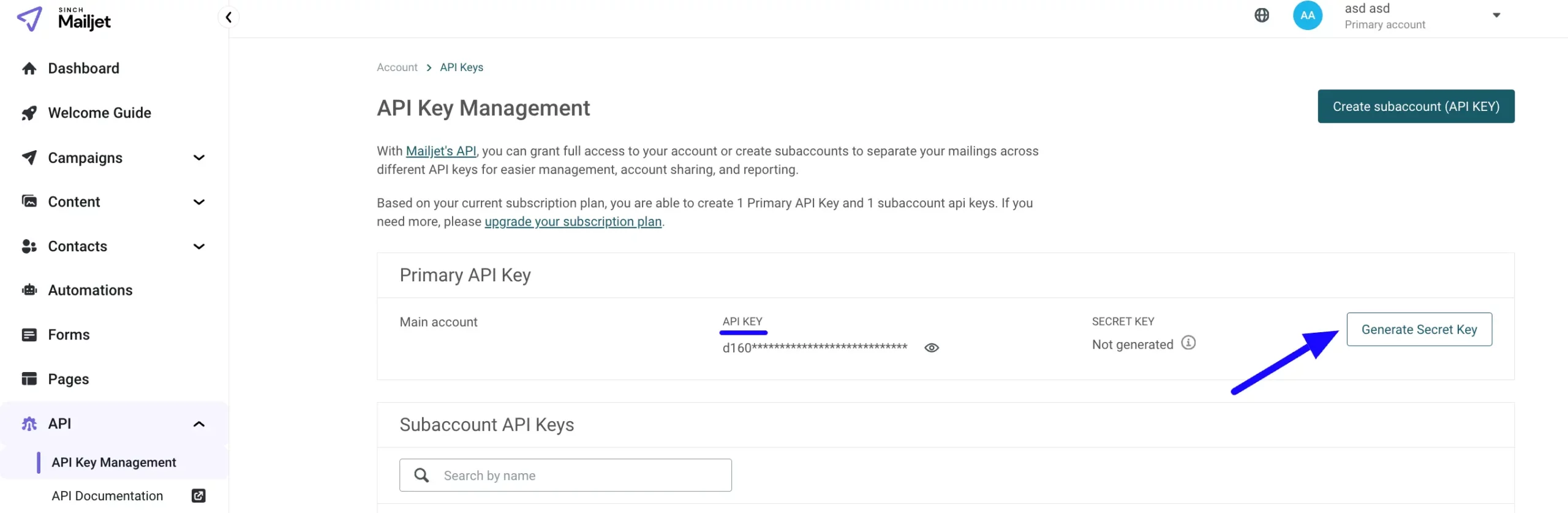 5. Generate Secret Key button scaled 50840
