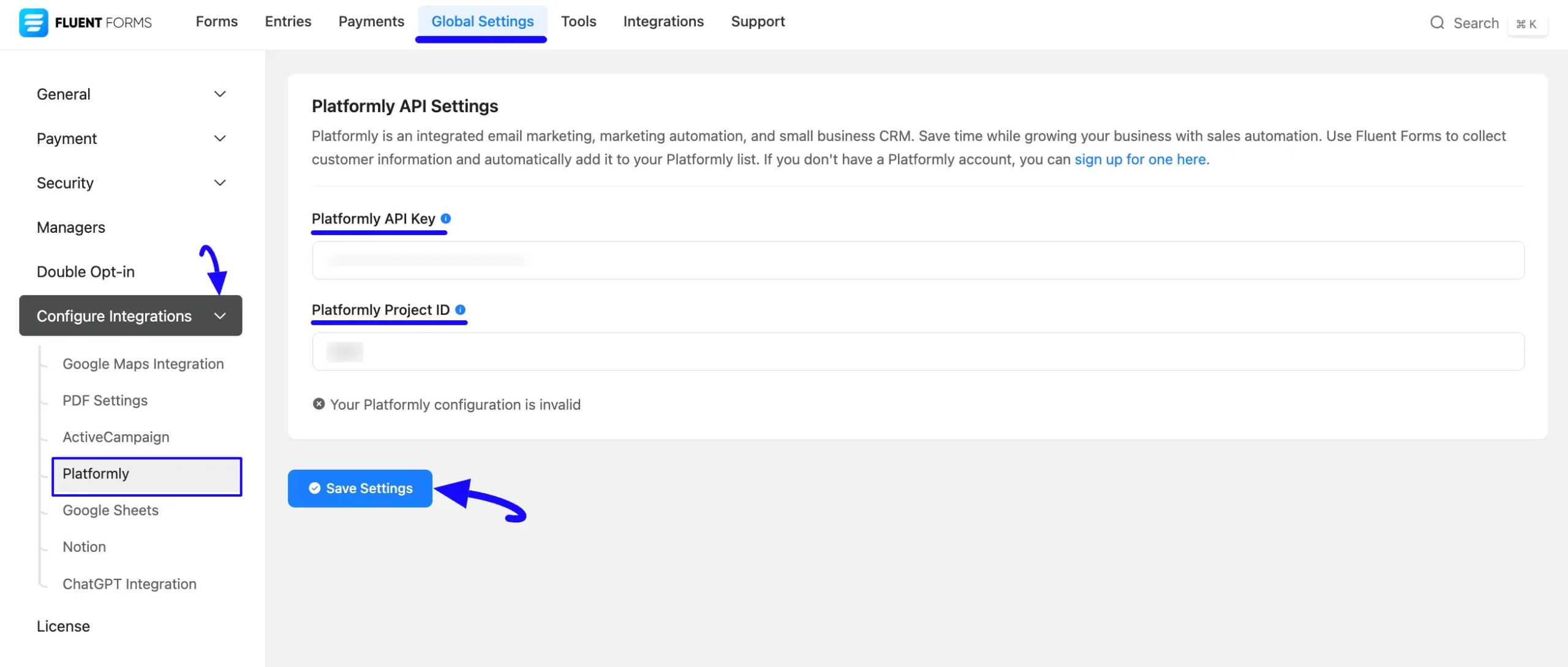 9. Paste the API Key and Project ID scaled 50555