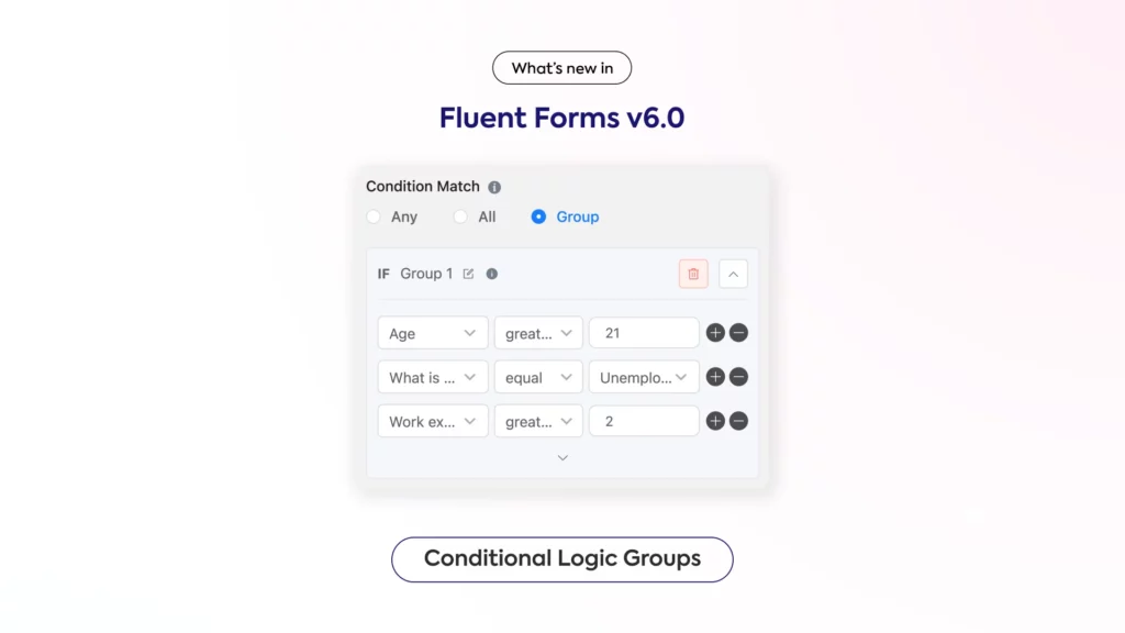 Fluent Forms 6.0: Conditional Logic Groups