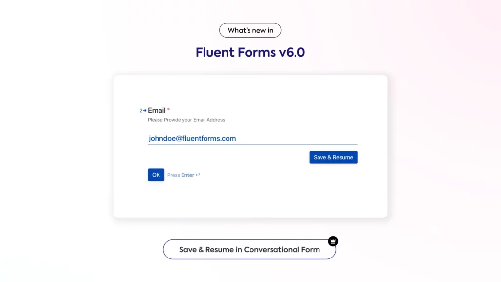 Fluent Forms 6.0: Save & Resume in Conversational Form