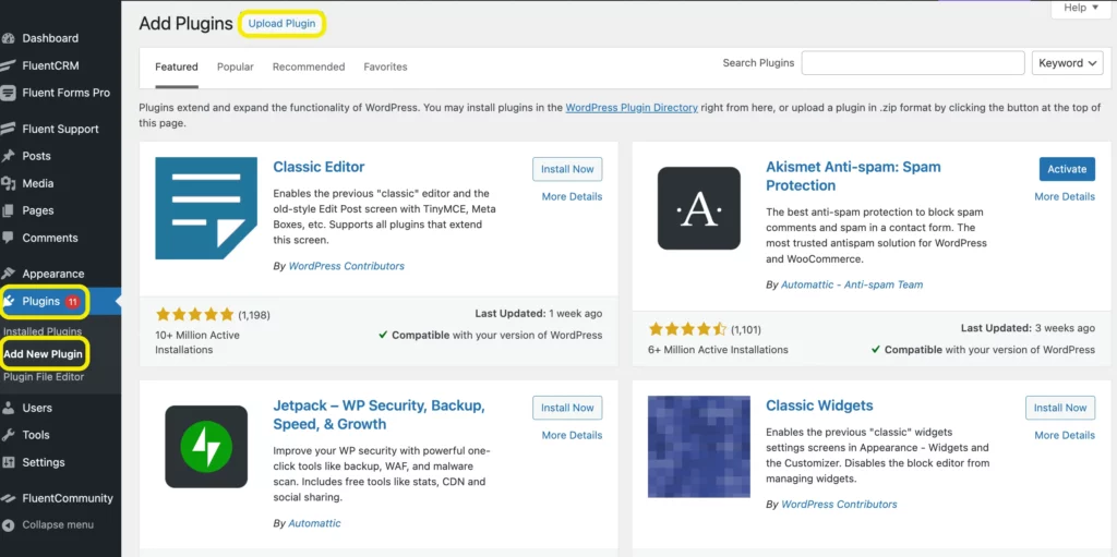 Add contact form plugin