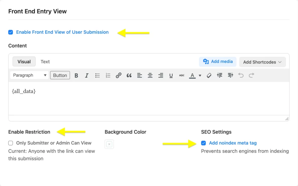 Front End Entry View in Fluent Forms