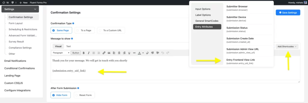 Front End Entry View in Fluent Forms