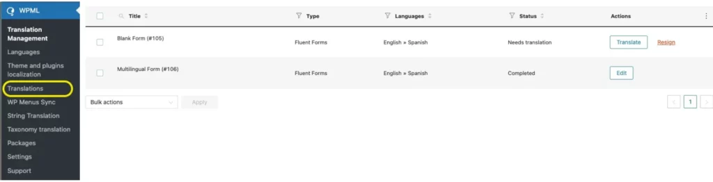 Translate forms