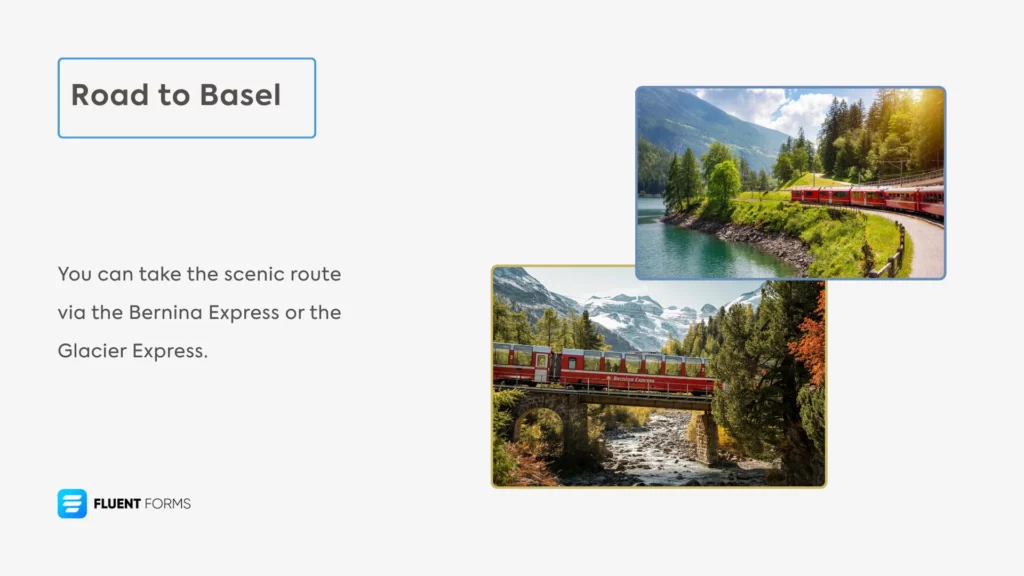 Scenic train ride through Swiss Alps and valleys