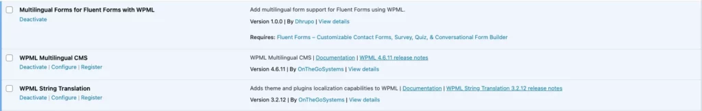 Add contact form plugin and WPML translator