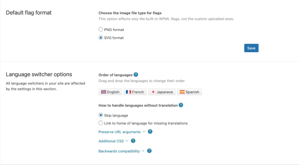 language switcher- WPML translator