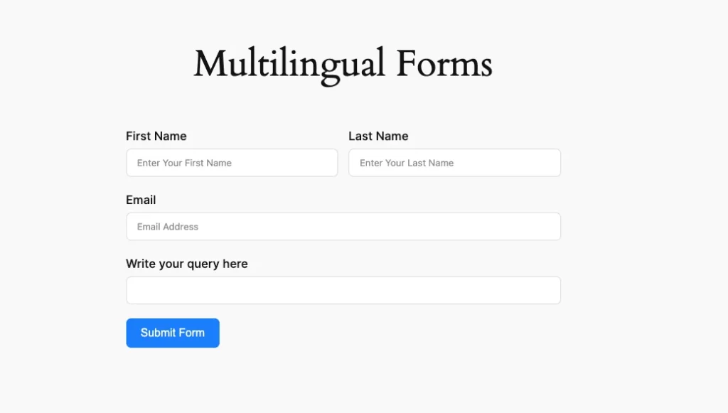 Multilingual forms- English