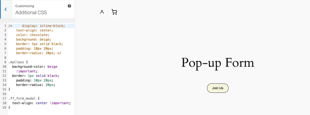 add CSS to the previously defined class