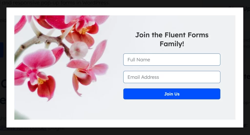 Your pop-up form is ready