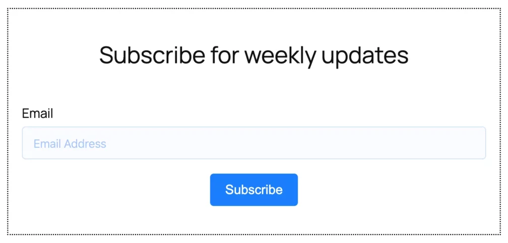 Email newsletter subscription form