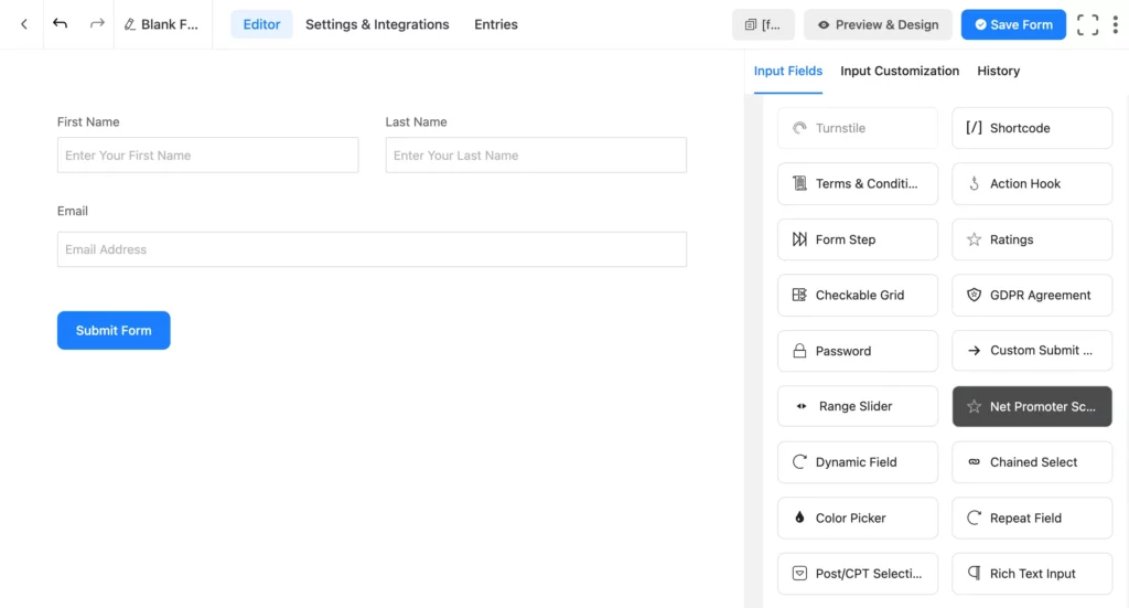 Add net promoter score field