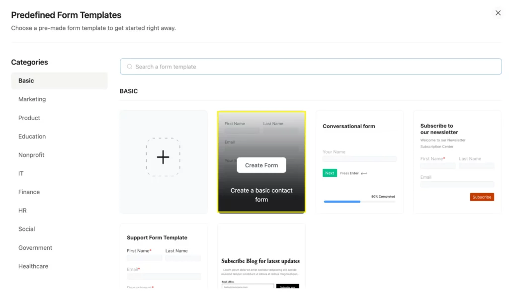 Create WordPress get in touch contact forms with Fluent Forms' predefined form templates.
