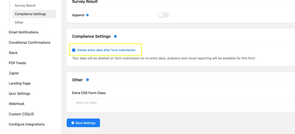 Delete form entries immediately - Fluent Forms