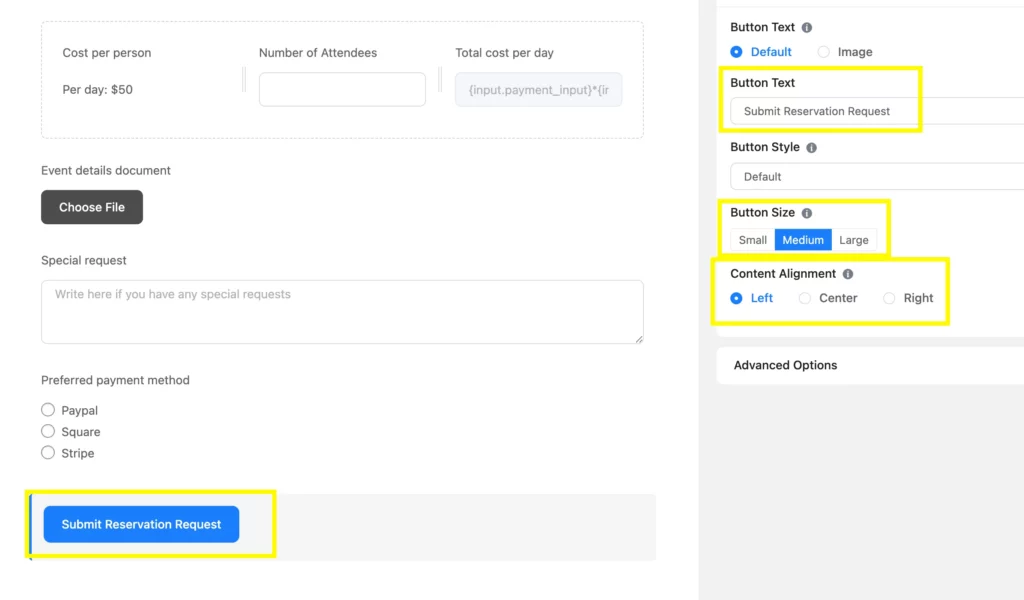 Customize the submit button of WordPress website's forms using Fluent Forms.