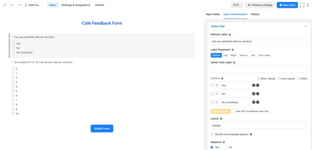 Feedback form by Fluent Forms