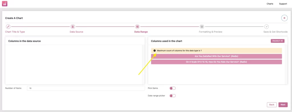 Data range maximum- Ninja charts & Fluent Forms