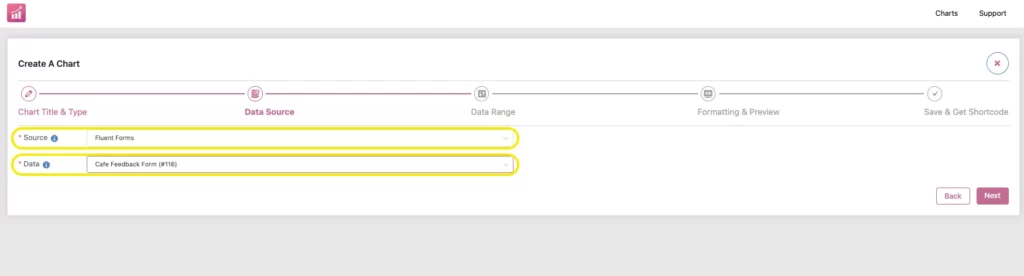 Create chart- Fluent Forms and Ninja Charts