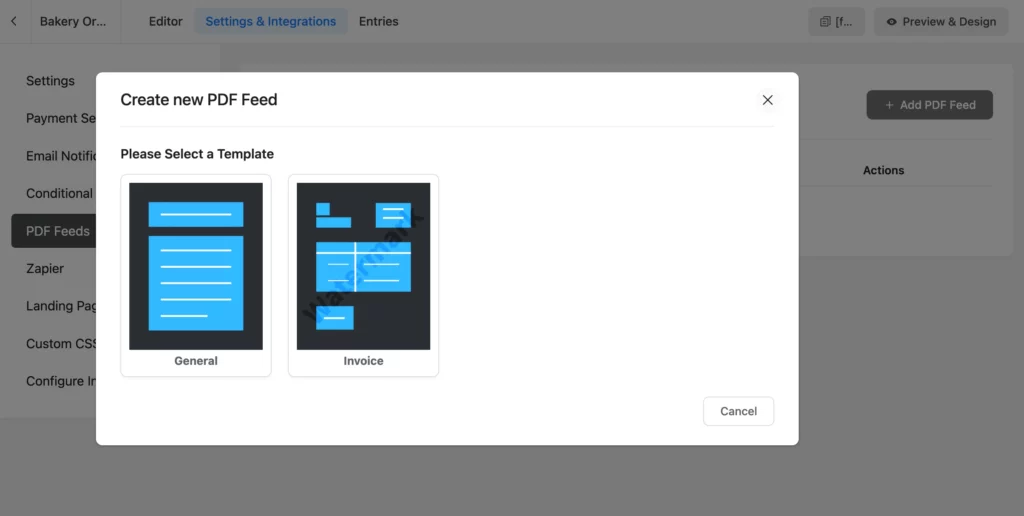 Choose a PDF feed template