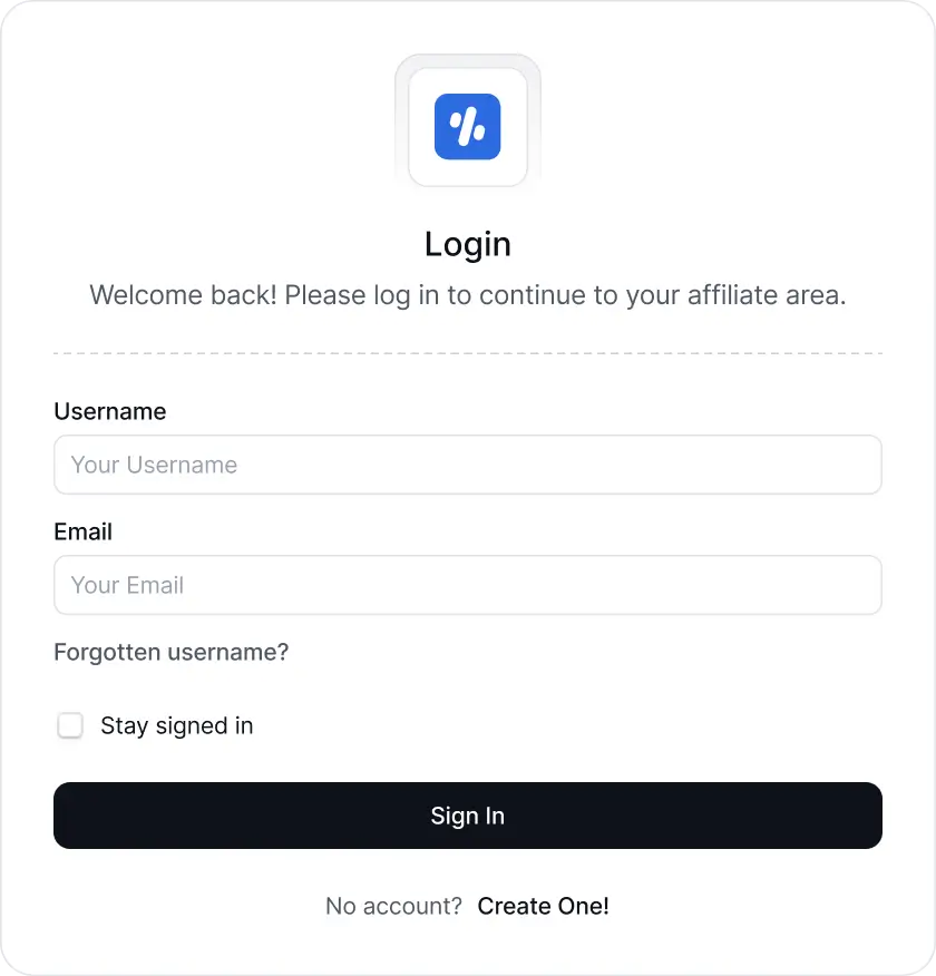 FluentAffiliate affiliate area login