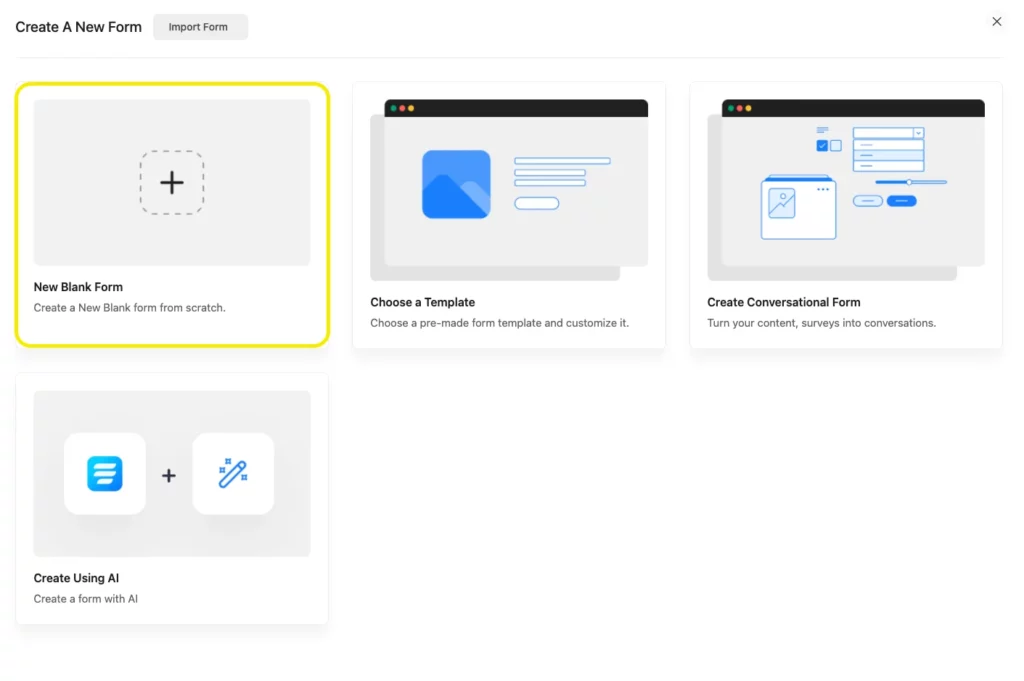 Create New Blank Form- Fluent Forms