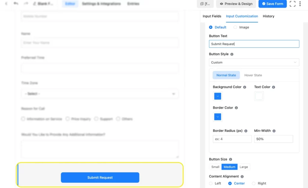 Custom submit button Fluent Forms