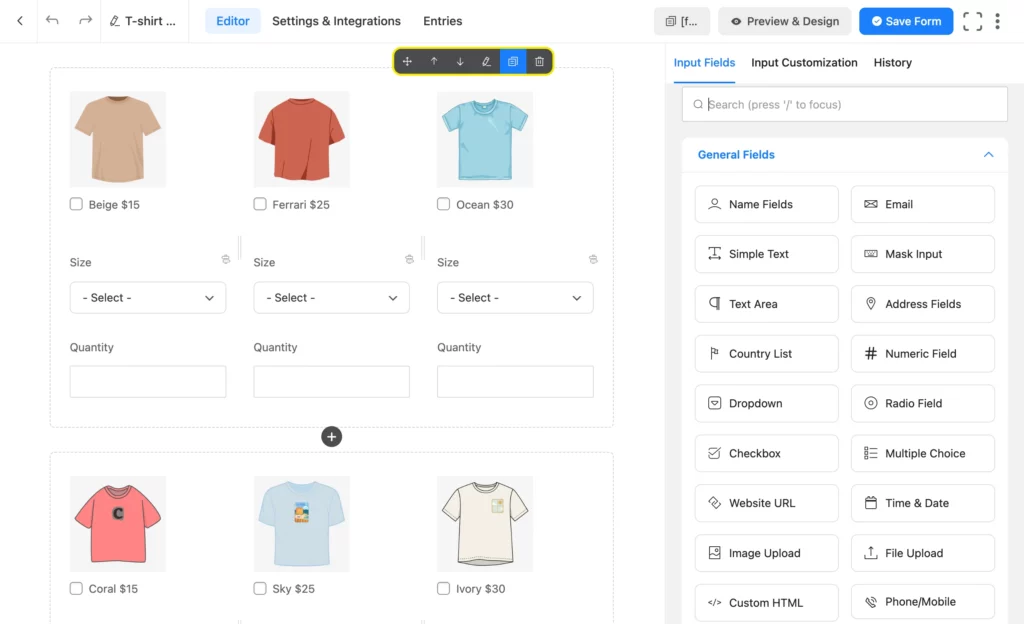 Duplicate a container Fluent Forms