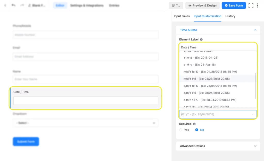 Fluent Forms date picker