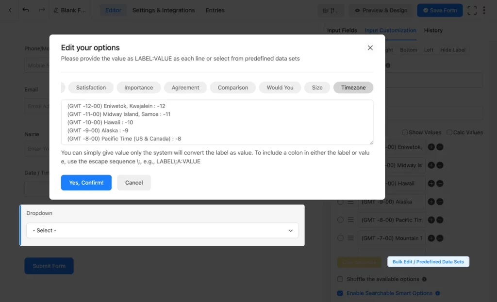 Fluent Forms time zone
