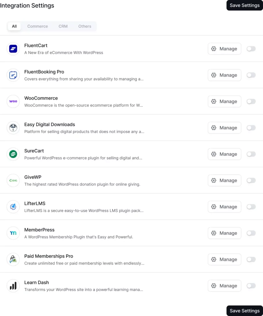 FluentAffiliate integrations