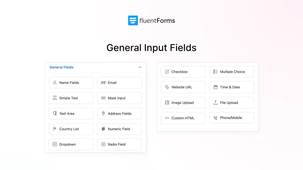 General Input Fields of Fluent Forms