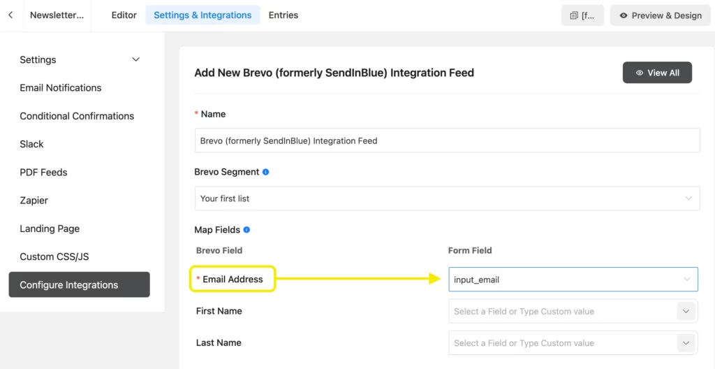 Input Fields mapping- Fluent Forms