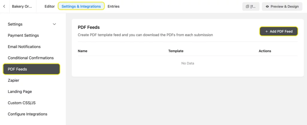 Navigate to add PDF feed