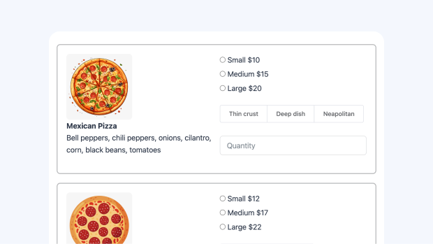 pizza order form preview