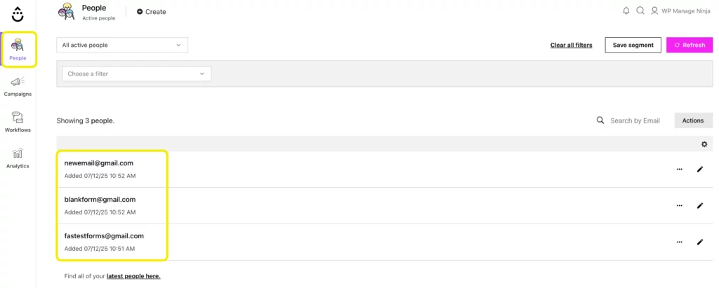 People- Drip dashboard