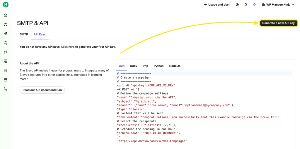 SMTP & API key- Brevo (Formerly Sendinblue)