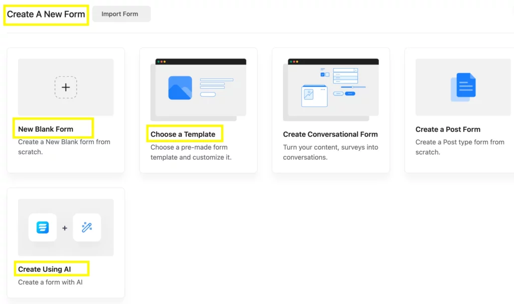 Create new form with Fluent Forms to build responsive forms. 