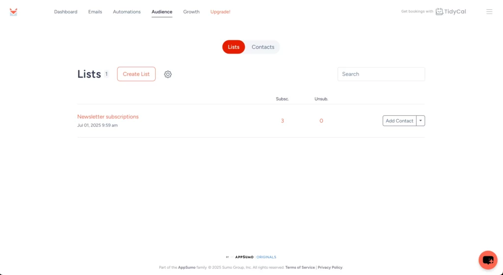 SendFox email list